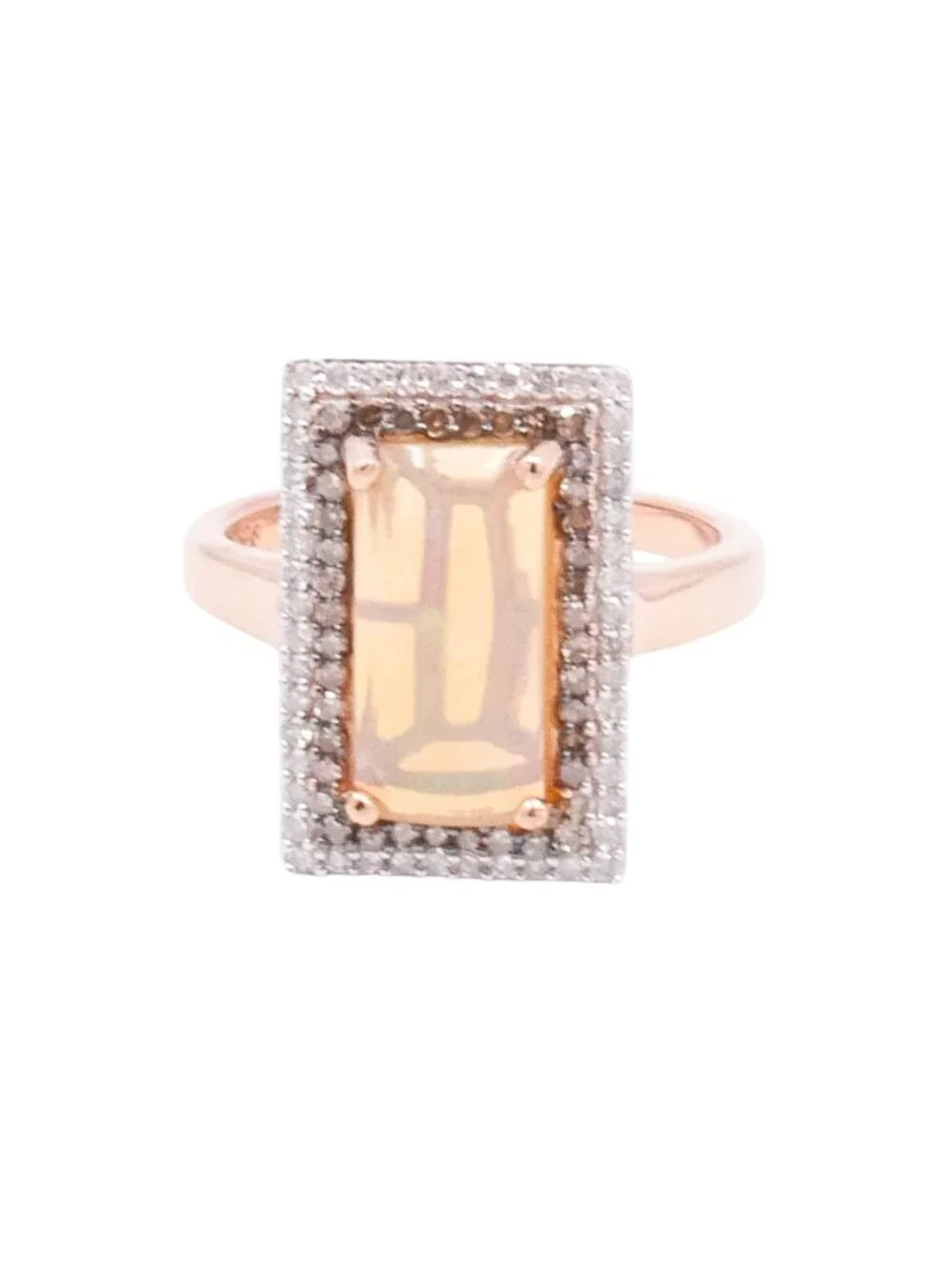 Ethiopian Welo Opal Diamond Halo Ring Rose Gold Vermeil 2.30ctw Size 9